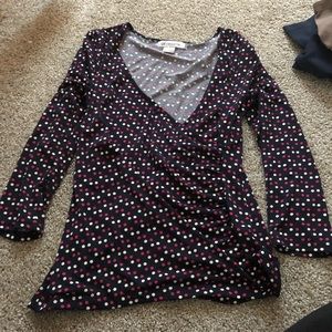 Liz Claiborne 3/4 Sleeve Polka Dot Blouse Size Small